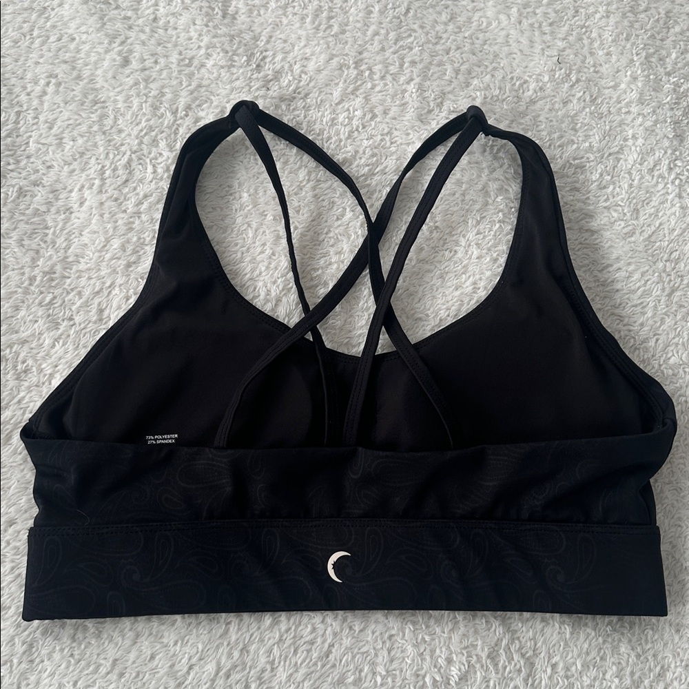 Zyia Activewear Light N Tight Black Paisley Strappy Padded Sports Bra Size XL - Picture 4 of 7